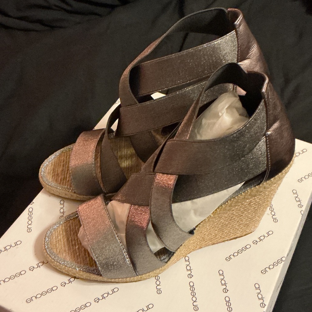 Andre Assous Shimmering Pewter Wedges